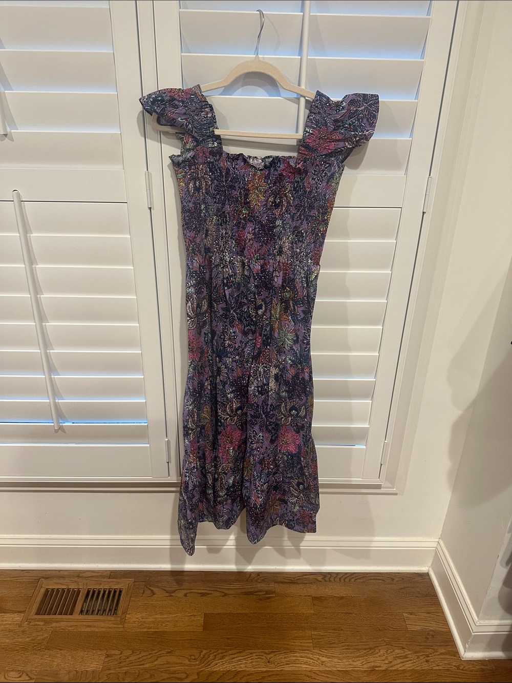 Jude Connally Purple Floral Smocked Sundress